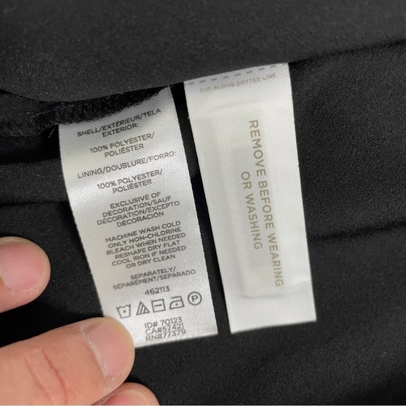 Ann Taylor Lave Overlay Navy Blue and Black Dress. Short sleeves. Back zipper. - Picture 11 of 14